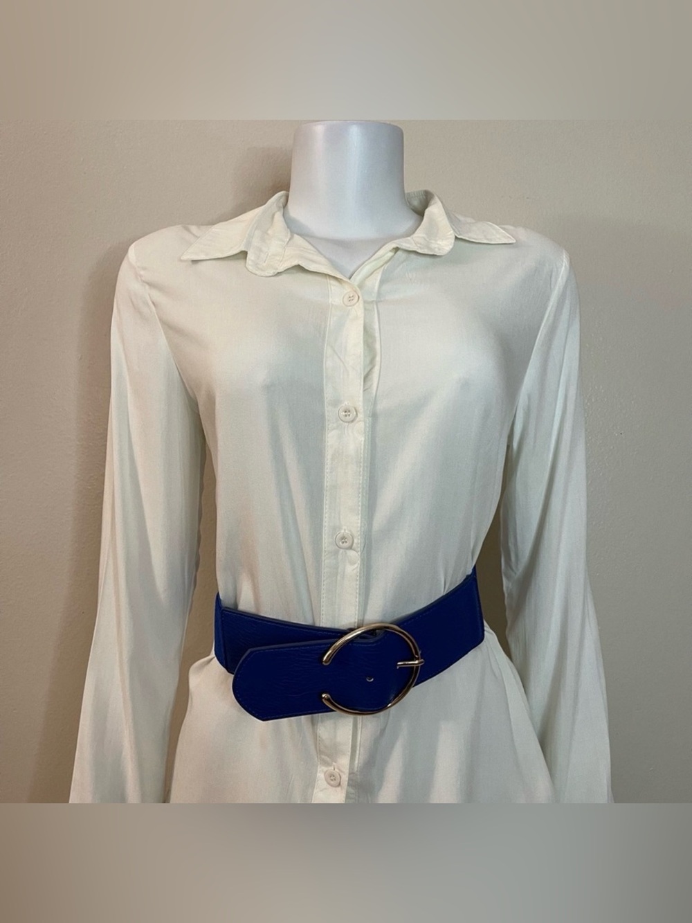Royal blue elastic waistband belt - Picture 2 of 7
